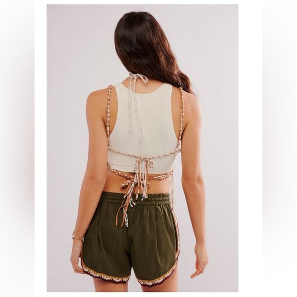 FREE PEOPLE Festival Macrame Metallic Beaded Halter Tank Top Cover Up Size Small - Picture 3 of 7